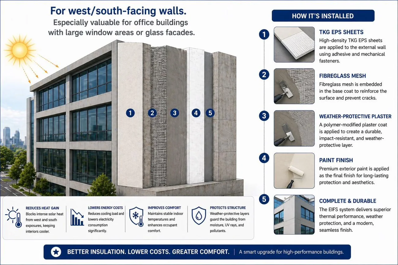 External wall retrofit EPS insulation for commercial buildings, TKG