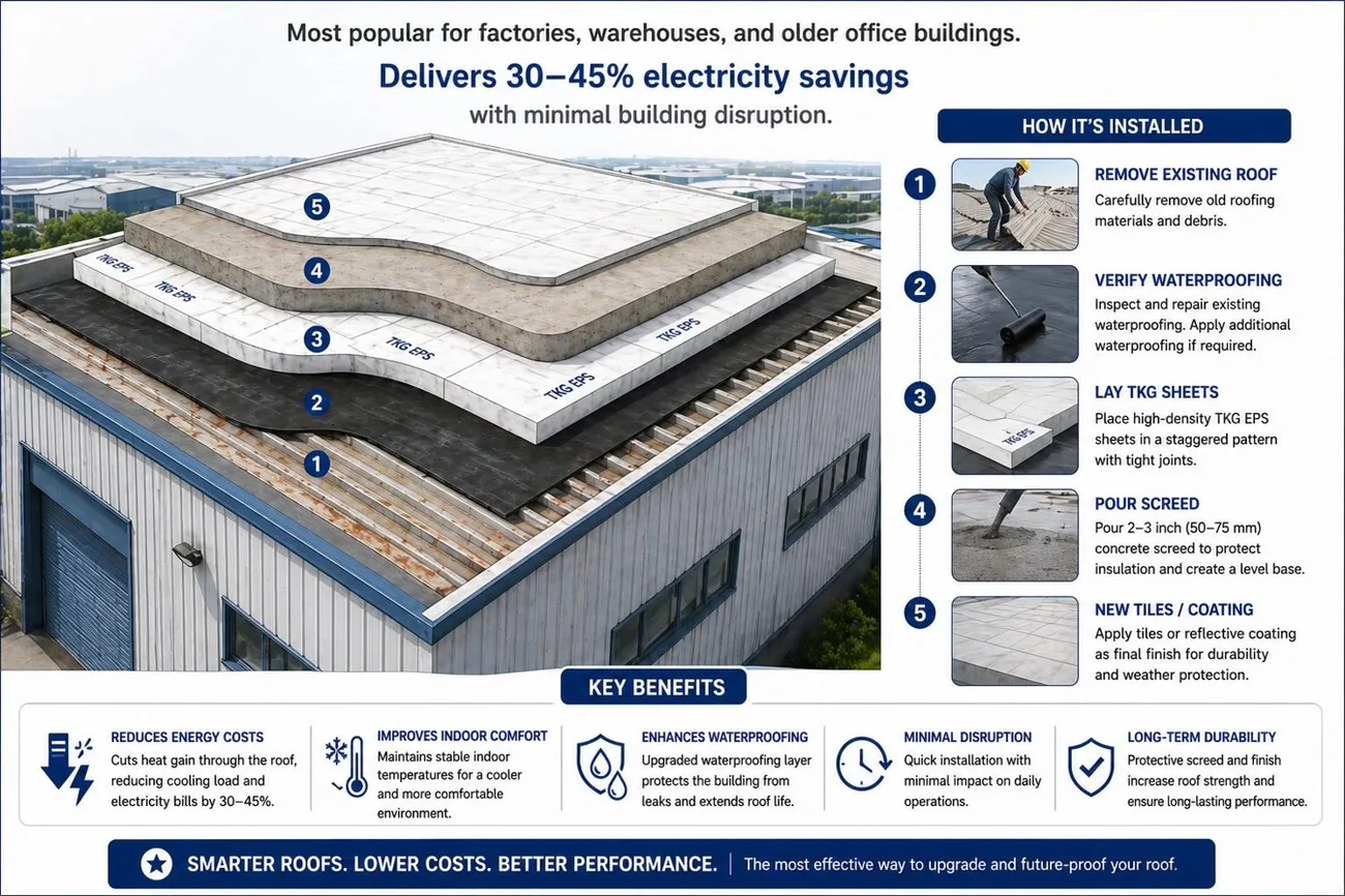 Over-roof retrofit EPS insulation, TKG